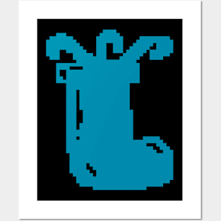 Blue Christmas candy socks pixel art Posters and Art